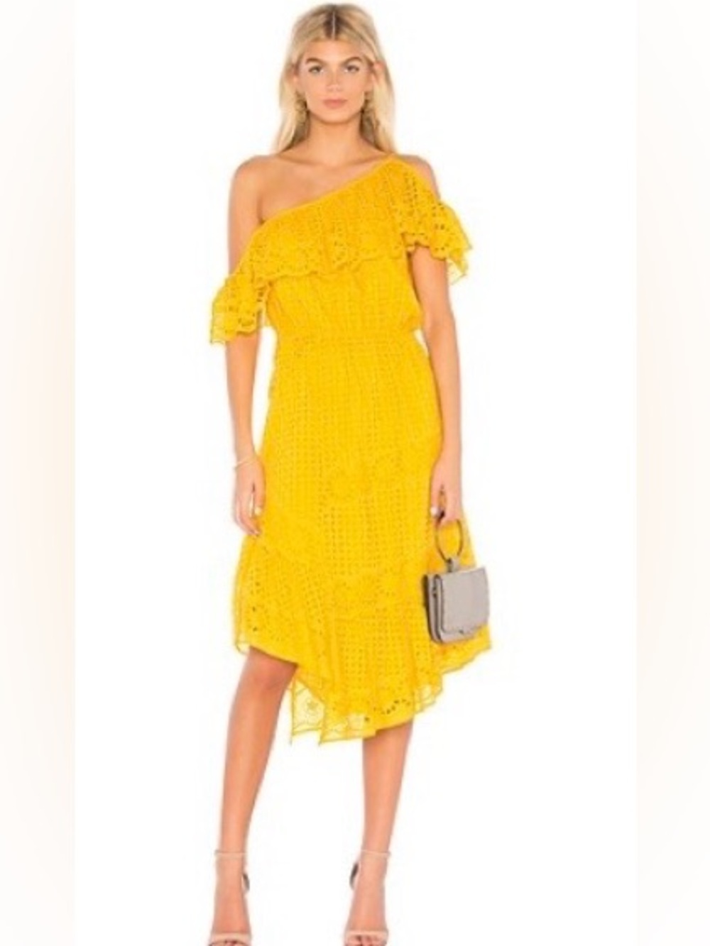 BNWT Joie One-Shoulder Yellow Midi Dress